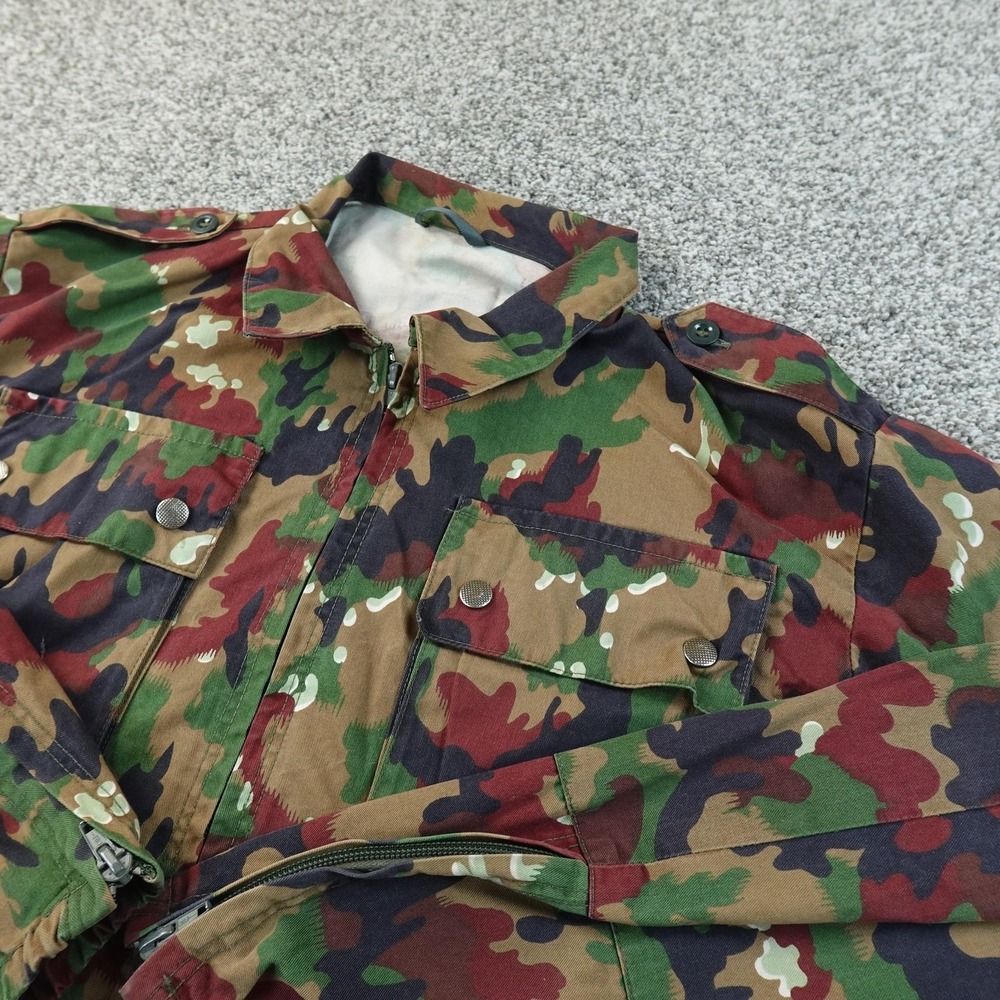 VTG Swiss Military Jacket Mens L Alpenflage Camo Canvas Field Coat Army 80s‎ 90s